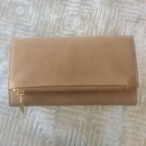 Barely used Cream Wallet with Gold Zipper